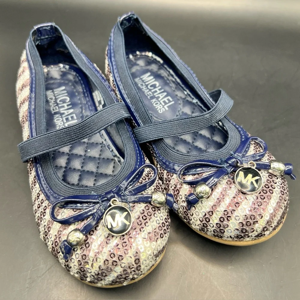 Michael Kors Kids'‎ Sparkling Navy and Silver Flats- Size:9